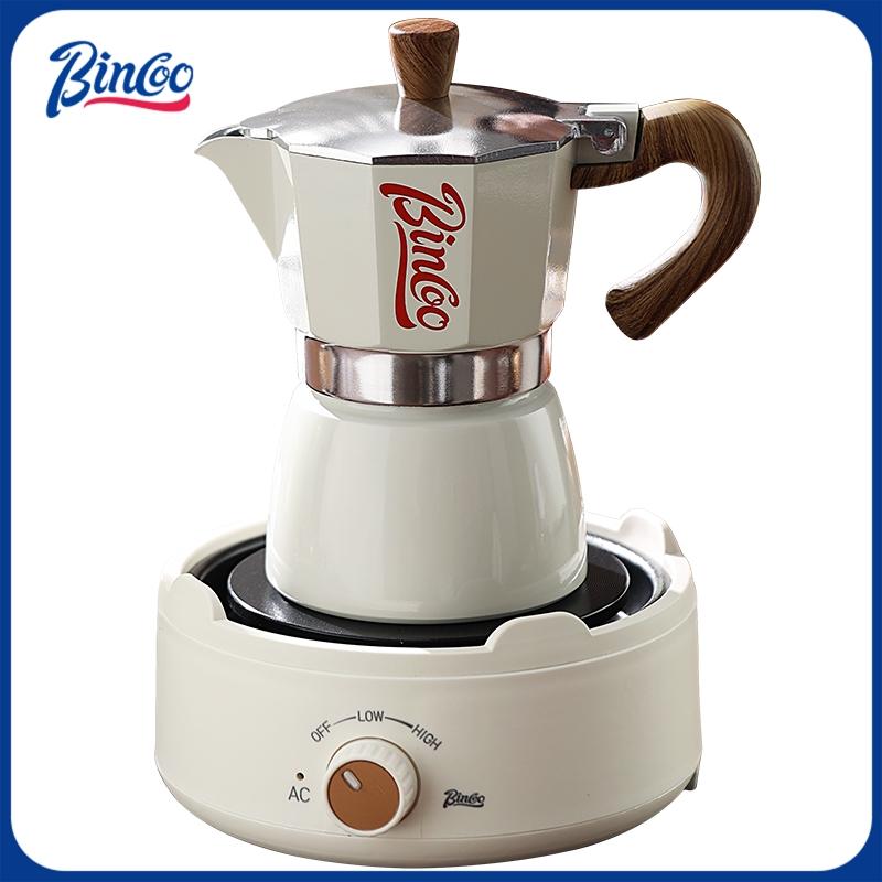 Coffee Equipment Tools - เครื่องชงกาแฟมอคค่าพ็อตและเตาไฟฟ้า Bincoo ดีไซน์กะทัดรัดสำหรับพื้นที่ขนาดเล็ก เพื่อการชงกาแฟสไตล์อิตาเลียนที่เข้มข้น