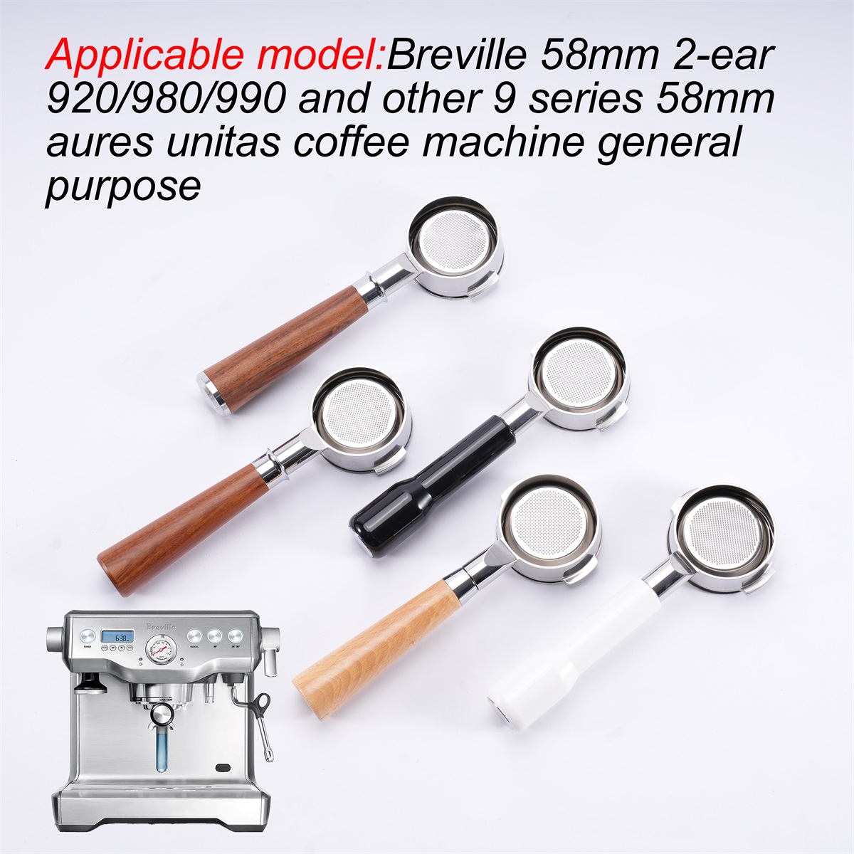 Coffee Equipment Tools - เบรวิลล์ BES920แบบพกพาก้นลึก58มม. สแตนเลส980/990ตะกร้ากาแฟ2ใบหูหิ้วเครื่องมือสำหรับบาริสต้า